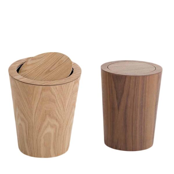 Premium Lobby Waste Bin with Wood Grain Panel