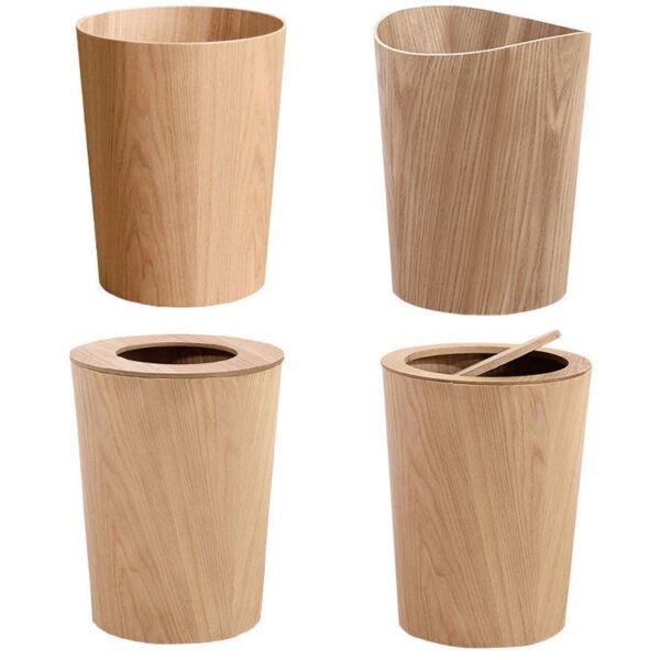 Premium Lobby Waste Bin with Wood Grain Panel