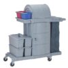 Housekeeping Cart with Lockable Cabinet Doors