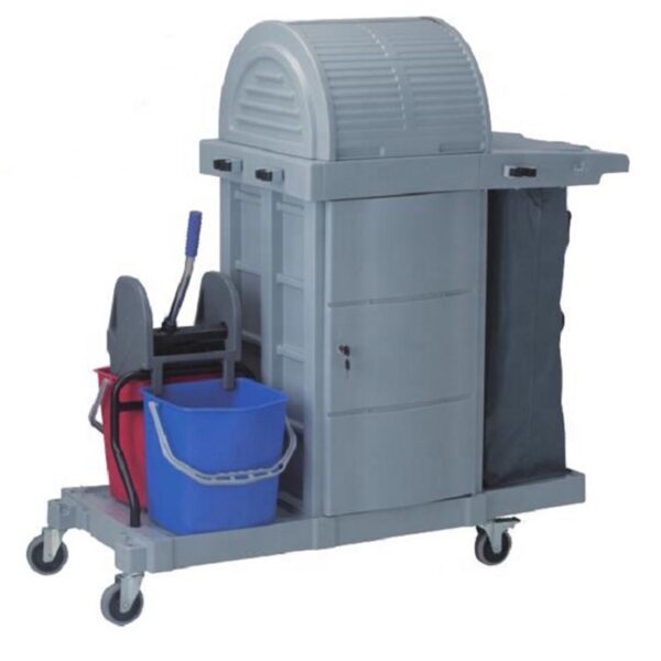 Housekeeping Cart with Lockable Cabinet Doors