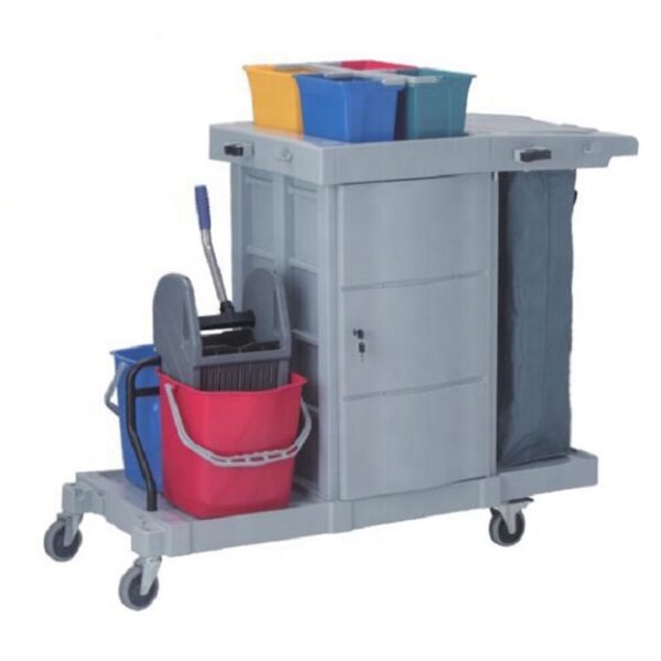 Housekeeping Cart with Lockable Cabinet Doors