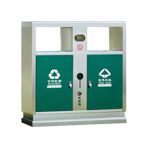 Street Litter Bin with Anti-Theft Base