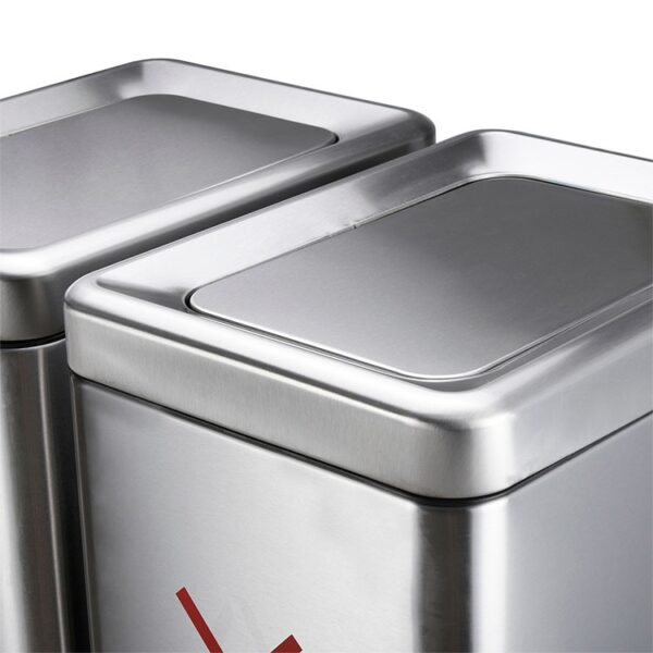 Stainless Steel Recycling Bin with Labels