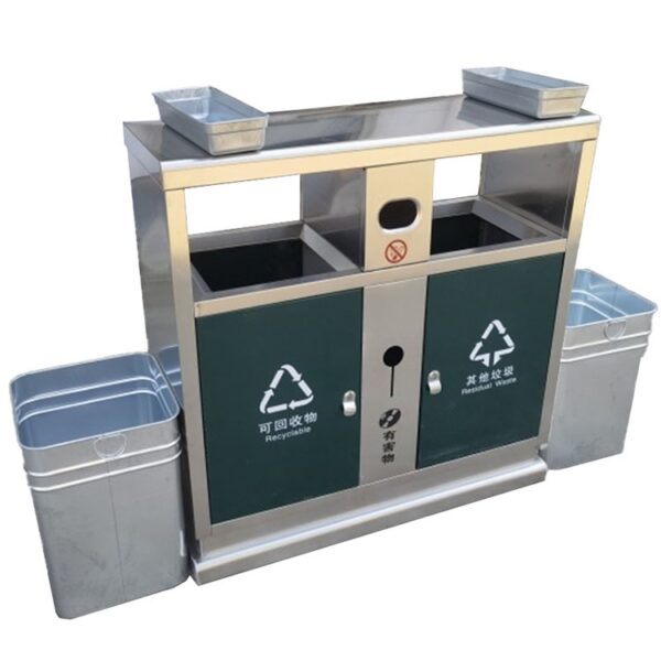 Street Litter Bin with Anti-Theft Base