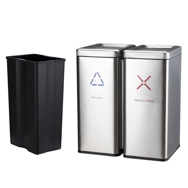Stainless Steel Recycling Bin with Labels