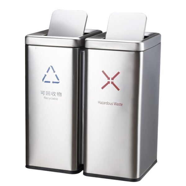 Stainless Steel Recycling Bin with Labels