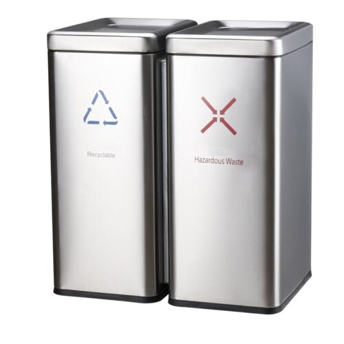 Stainless Steel Recycling Bin with Labels